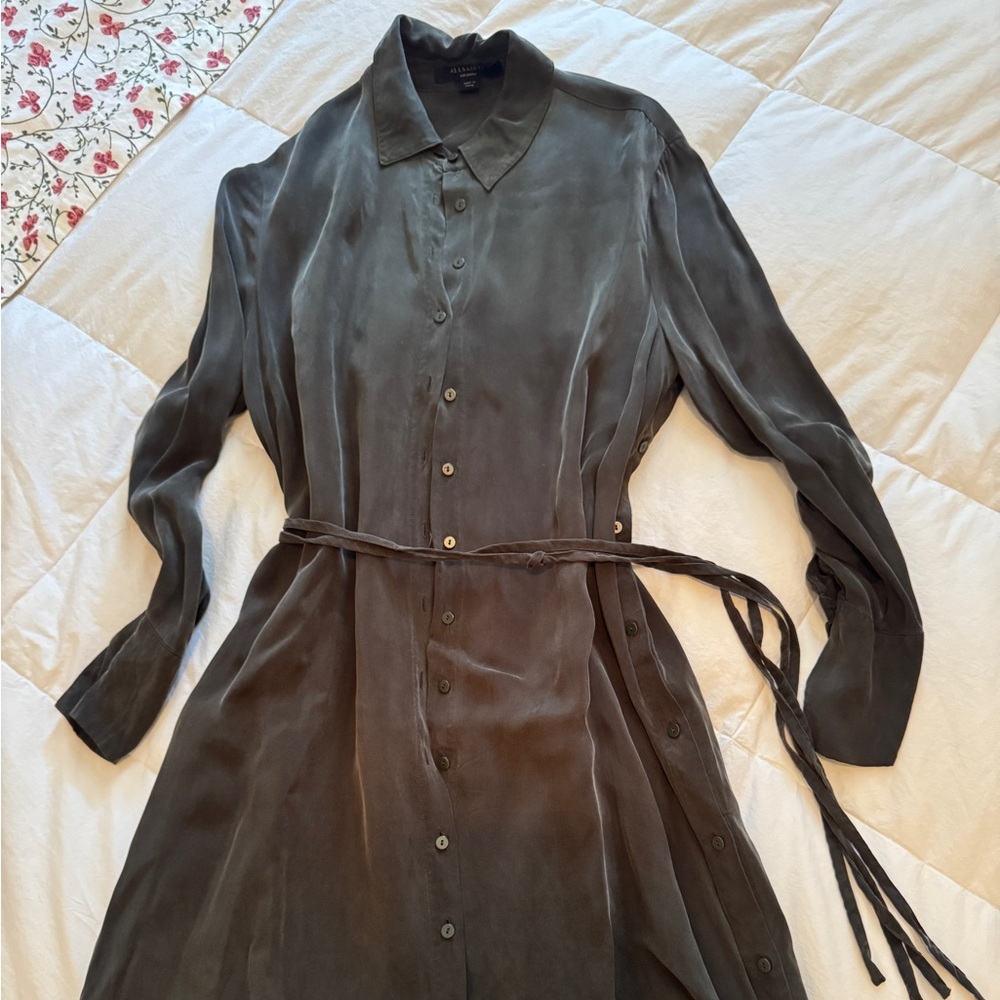All Saints Charcoal Long Sleeve Dress